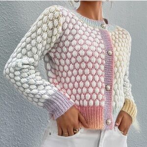 SHEIN Pastel Button-Up Cardigan